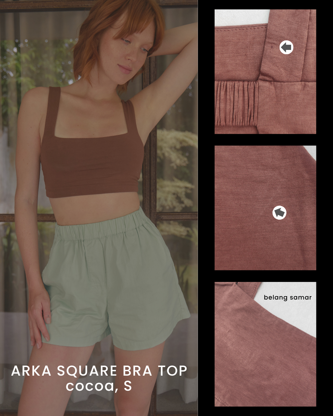 HANYA DEFECT ITEM - ARKA SQUARE BRA TOP (COCOA)