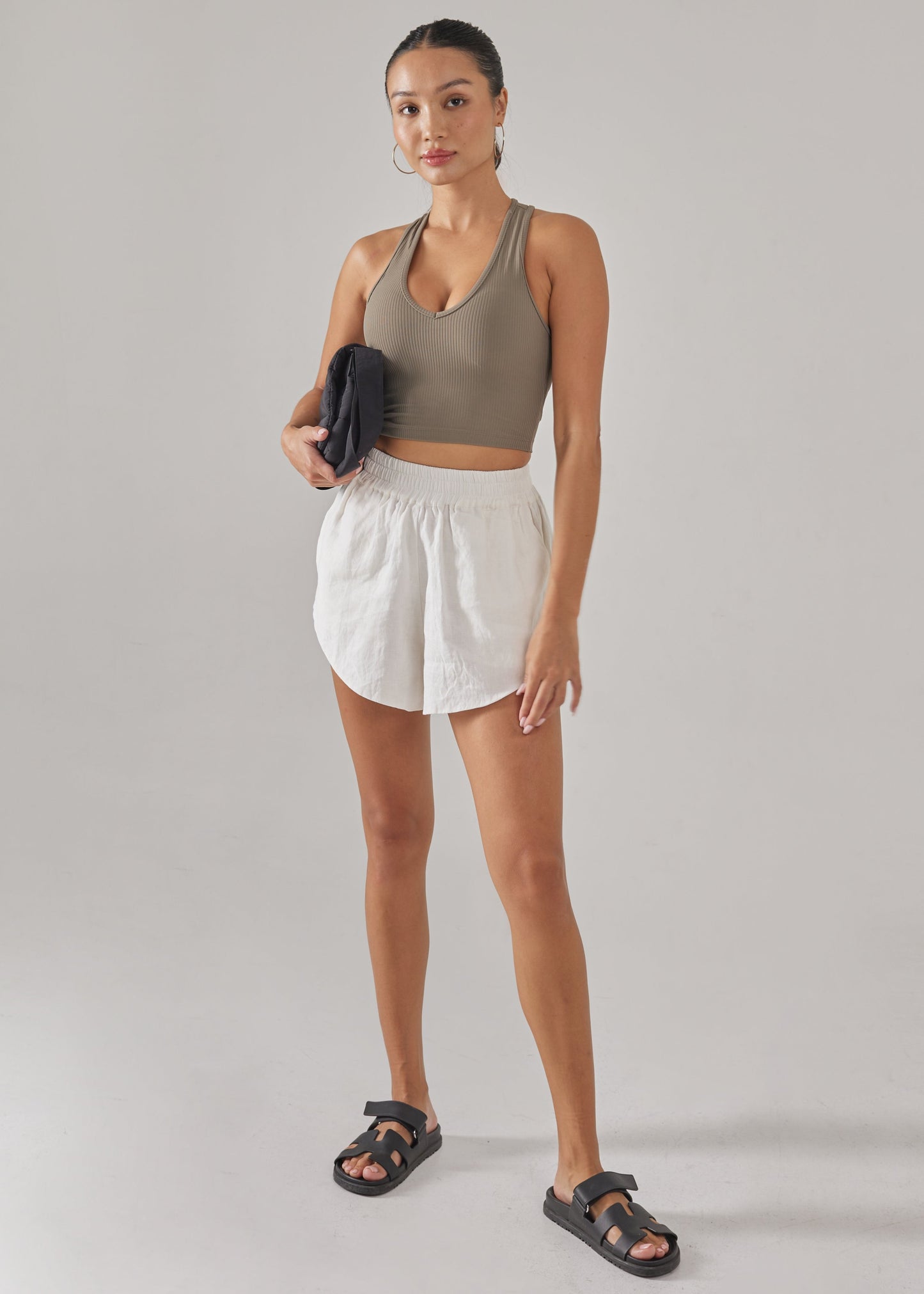 Ribbed V Neck Racerback Tank Top