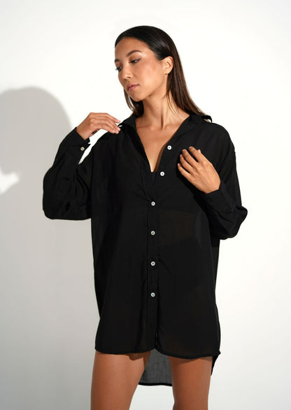 Women's oversized long sleeve shirt black
