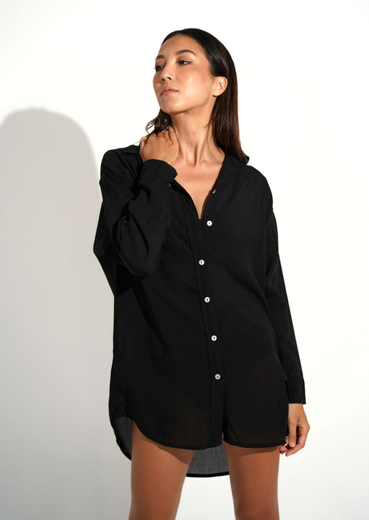 Women's oversized long sleeve shirt black