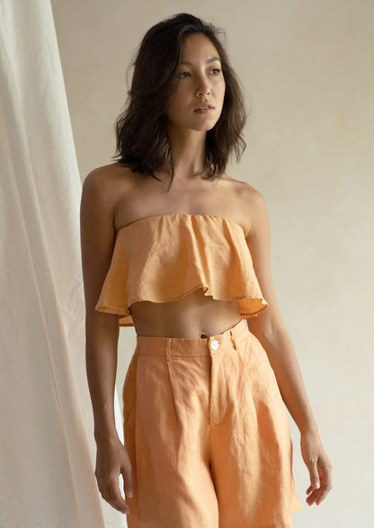 Linen crop top orange | Sustainable fashion