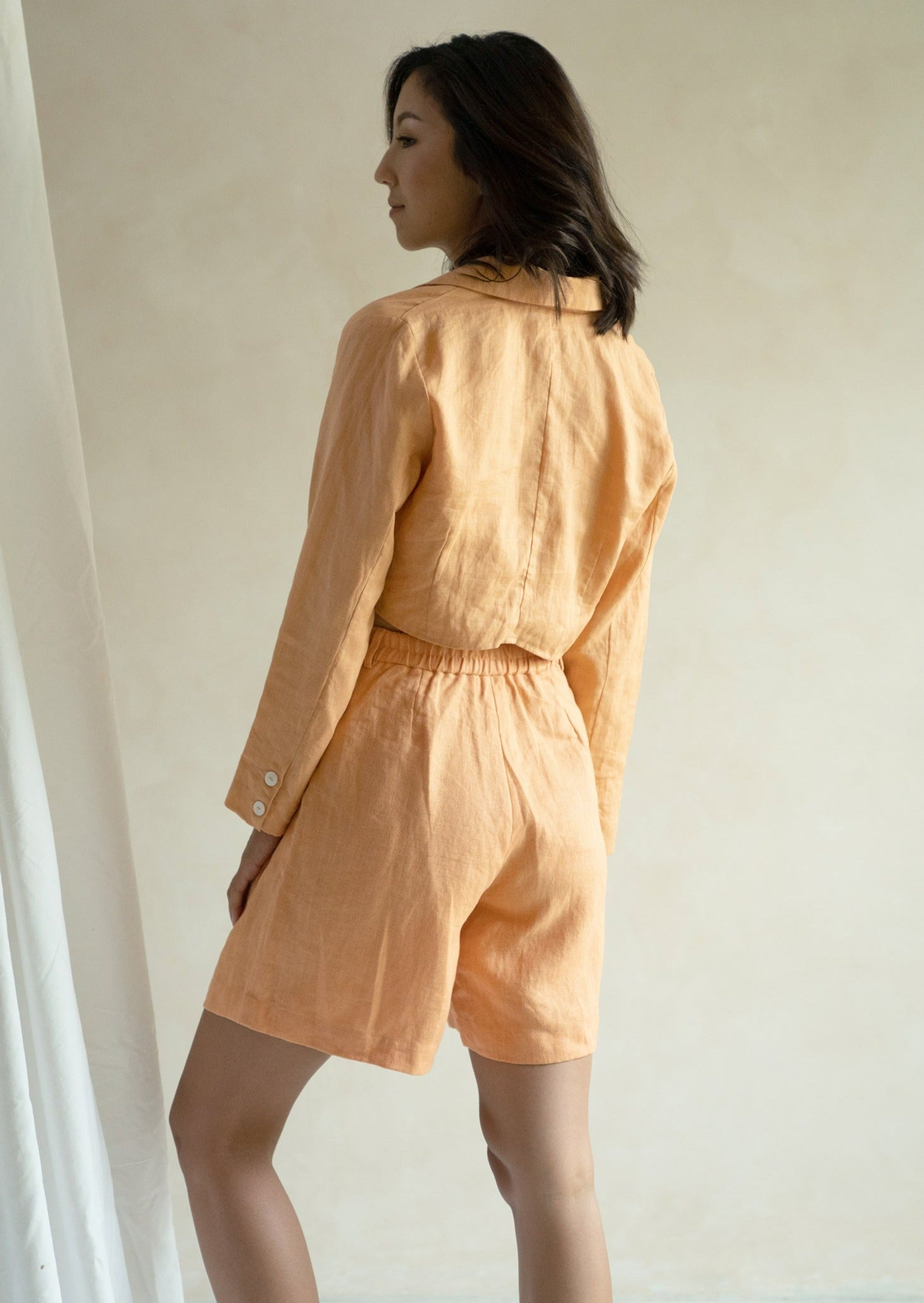 Women's linen bermuda shorts orange