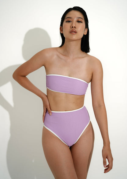 High waist lilac bikini bottom regenerated nylon swimwear